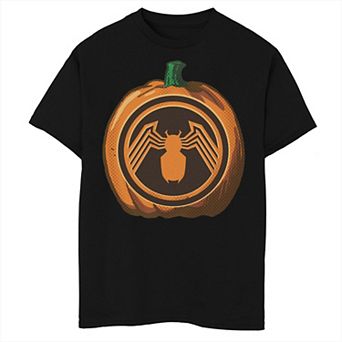 Boys Marvel Venom Symbol Halloween Pumpkin Husky Graphic Tee