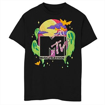 Boys MTV Music Television Halloween Ghosts Night Logo Husky Graphic Tee