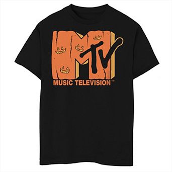 Boys MTV Music Television Halloween Jack-o'-lantern Logo Husky Graphic Tee