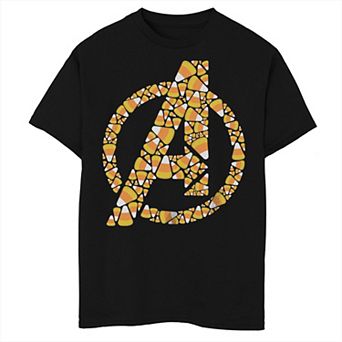 Boys Marvel Avengers Halloween Candy Corn Logo Husky Graphic Tee