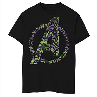 Boys Marvel Avengers Halloween Creepy Figures Logo Husky Graphic Tee
