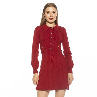 Alexia Admor Ellie Collared Fit And Flare Knit Dress