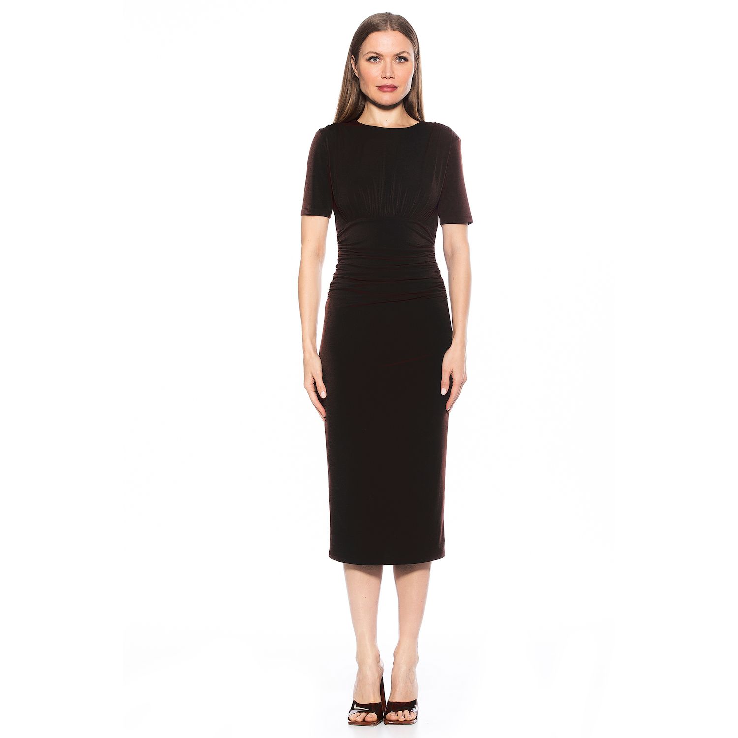 Женское платье Alexia Admor Keaton Draped And Ruched Midi Sheath, цвет: Чёрный
