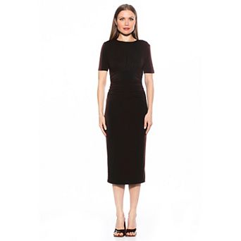 Women's ALEXIA ADMOR Keaton Draped And Ruched Midi Sheath Dress