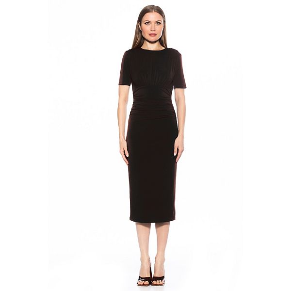 Women's ALEXIA ADMOR Keaton Draped And Ruched Midi Sheath Dress