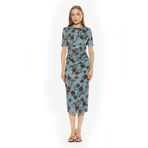 Женские платья ALEXIA Women's ALEXIA ADMOR Keaton Draped And Ruched Midi Sheath Dress