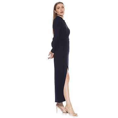 Women's ALEXIA ADMOR Diamond Draped Long Sleeve Maxi Dress