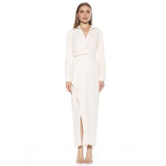 Women's ALEXIA ADMOR Diamond Draped Long Sleeve Maxi Dress