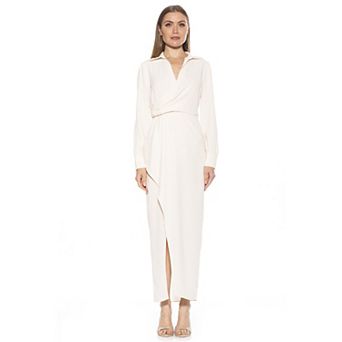 Women's ALEXIA ADMOR Diamond Draped Long Sleeve Maxi Dress