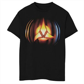 Boys Star Trek Halloween Klingon Logo Carved Pumpkin Graphic Tee