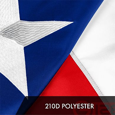 G128 Texas 3x5 Ft Embroidered Polyester Flag, Brass Grommets