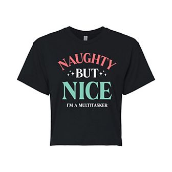 Juniors' Naughty But Nice Multitasker Cropped Tee