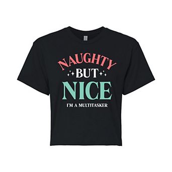Juniors' Naughty But Nice Multitasker Cropped Tee