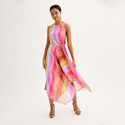 sachin and babi light blue dress c1972 Potential Halston Silk Chiffon Tie Dye Caftan Dress – Shrimpton  Couture