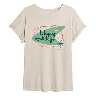 Juniors' Happy Holidays Oversized Tee