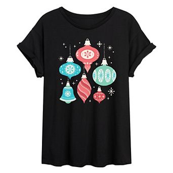 Juniors' Retro Ornament Oversized Tee