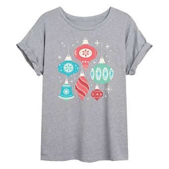 Juniors' Retro Ornament Oversized Tee