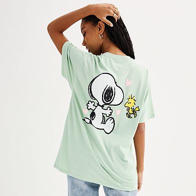 Juniors' Snoopy & Woodstock Better Together Oversized Graphic Tee