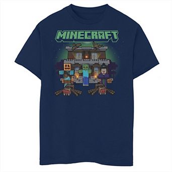 Boys 6-20 Minecraft Halloween Haunted House Graphic Tee
