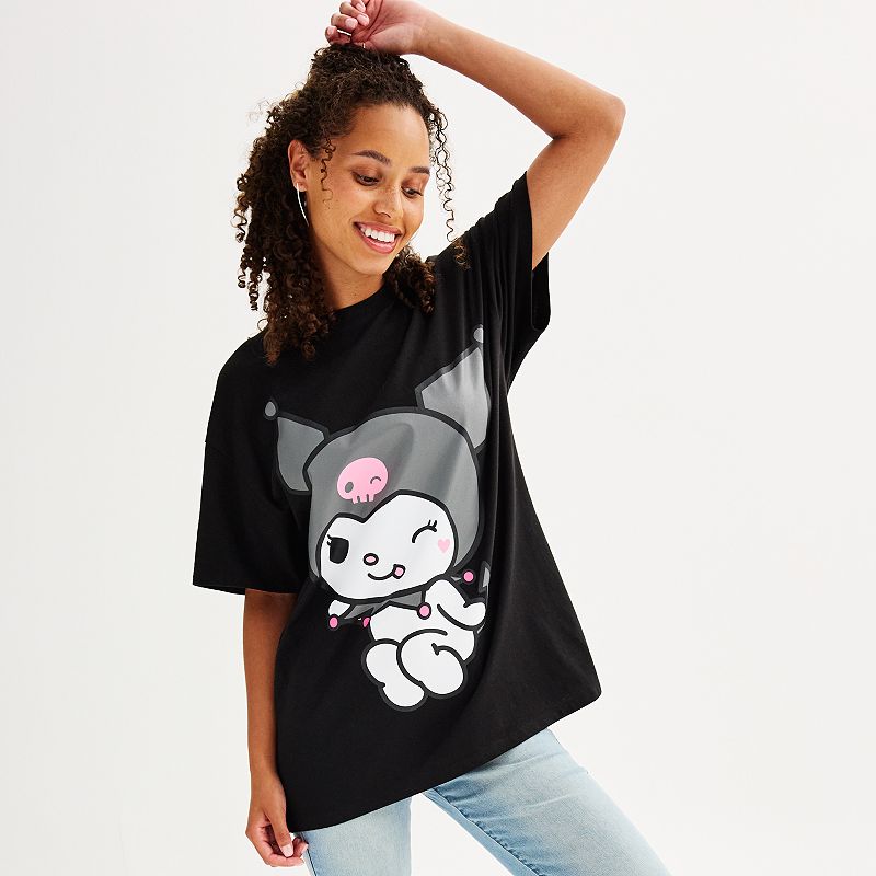 Juniors' Kuromi Oversized Graphic Tee