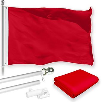 G128 Combo Set: Flag Pole Silver + Bracket 1 pk AND Red 150D 1 pk