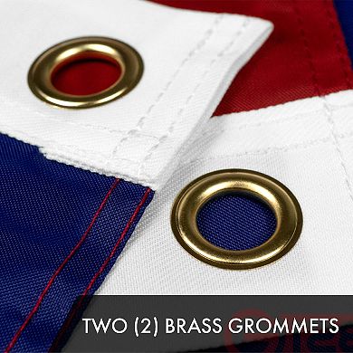 G128 American Embroidered 210D 2.5x4 Brass Grommets Polyester Flag