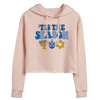 Juniors' 'Tis The Season Hanukkah Cropped Hoodie