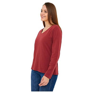 Long Sleeve V-Neck T-Shirts for Women and Girls Soft and Comfortable Casual Top