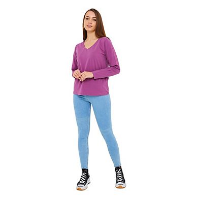 Long Sleeve V-Neck T-Shirts for Women and Girls Soft and Comfortable Casual Top
