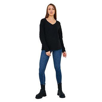 Long Sleeve V-Neck T-Shirts for Women and Girls Soft and Comfortable Casual Top