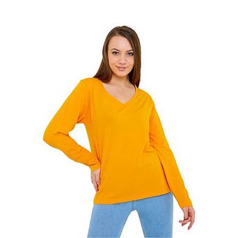 Long Sleeve V-Neck T-Shirts for Women and Girls Soft and Comfortable Casual Top