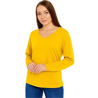 Long Sleeve V-Neck T-Shirts for Women and Girls Soft and Comfortable Casual Top