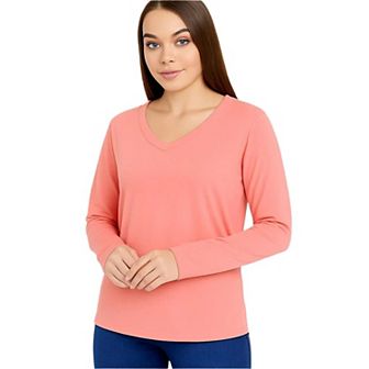 Long Sleeve V-Neck T-Shirts for Women and Girls Soft and Comfortable Casual Top