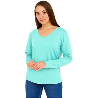 Long Sleeve V-Neck T-Shirts for Women and Girls Soft and Comfortable Casual Top