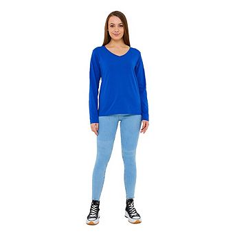 Long Sleeve V-Neck T-Shirts for Women and Girls Soft and Comfortable Casual Top