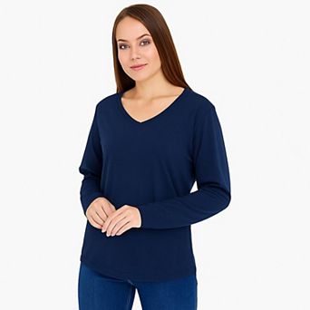 Long Sleeve V-Neck T-Shirts for Women and Girls Soft and Comfortable Casual Top