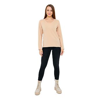 Long Sleeve V-Neck T-Shirts for Women and Girls Soft and Comfortable Casual Top