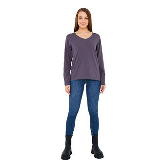 Long Sleeve V-Neck T-Shirts for Women and Girls Soft and Comfortable Casual Top
