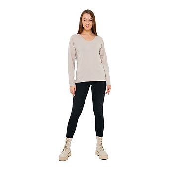 Long Sleeve V-Neck T-Shirts for Women and Girls Soft and Comfortable Casual Top