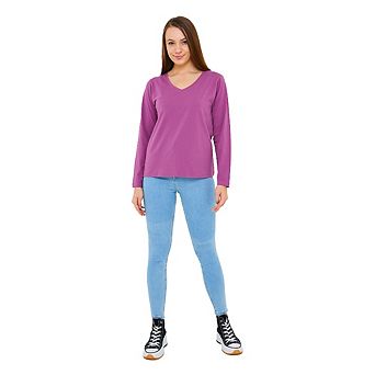 Long Sleeve V-Neck T-Shirts for Women and Girls Soft and Comfortable Casual Top
