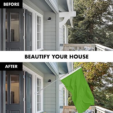 G128 Combo Set: Flag Pole Silver + Bracket 1PK AND Lime Green 150D 1PK