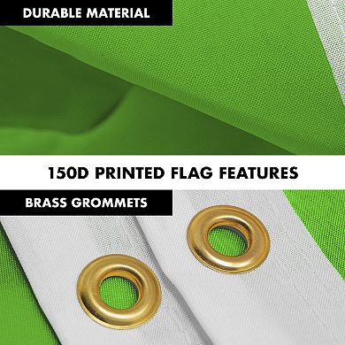 G128 Combo Set: Flag Pole Silver + Bracket 1PK AND Lime Green 150D 1PK