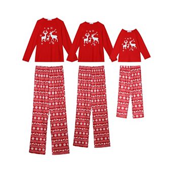 Women's 2 pc Pajama Sets Christmas Deer Long Sleeves Tee and Plaid Pants Loungewear