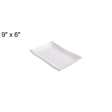 Household Rectangle Design Dessert Food Appetizer Serving Plate Dish White