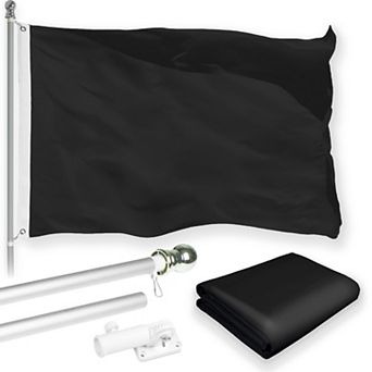 G128 Combo Set: Flag Pole Silver + Bracket 1 pk AND Black 150D 1 pk