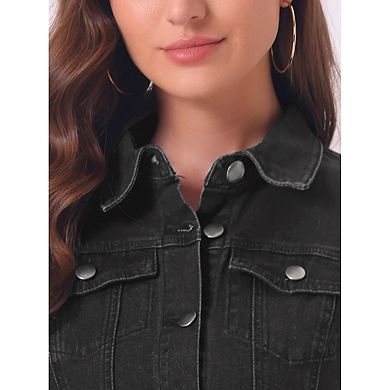 Women's Denim Shirt Dress Collar Short Sleeve Belted Button Up Jean Dress