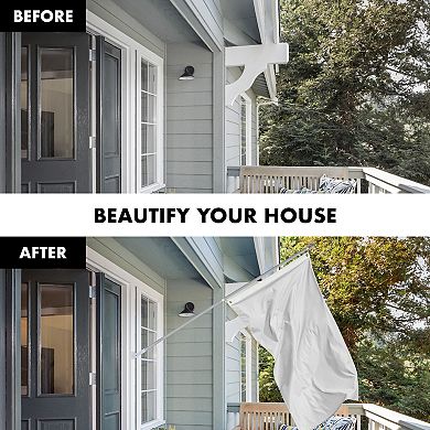 G128 Combo Set: Flag Pole Silver + Bracket 1PK AND White 150D 1PK