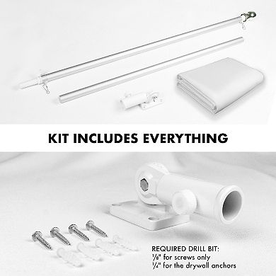 G128 Combo Set: Flag Pole Silver + Bracket 1PK AND White 150D 1PK