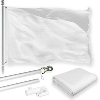 G128 Combo Set: Flag Pole Silver + Bracket 1 pk AND White 150D 1 pk