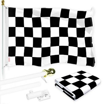 G128 Combo Set: Flag Pole 1 pk AND Checkered Flag 150D 1 pk